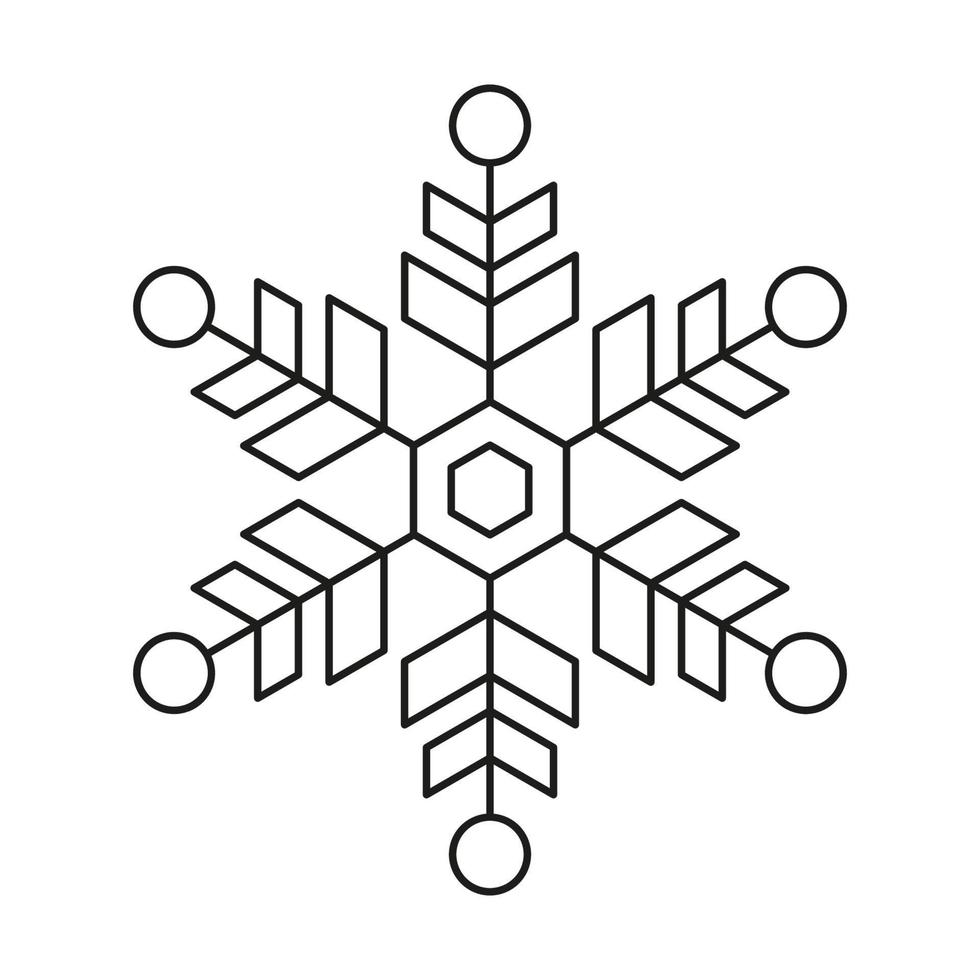 winter snowflake icon. christmas vector snow ice symmetrical design.