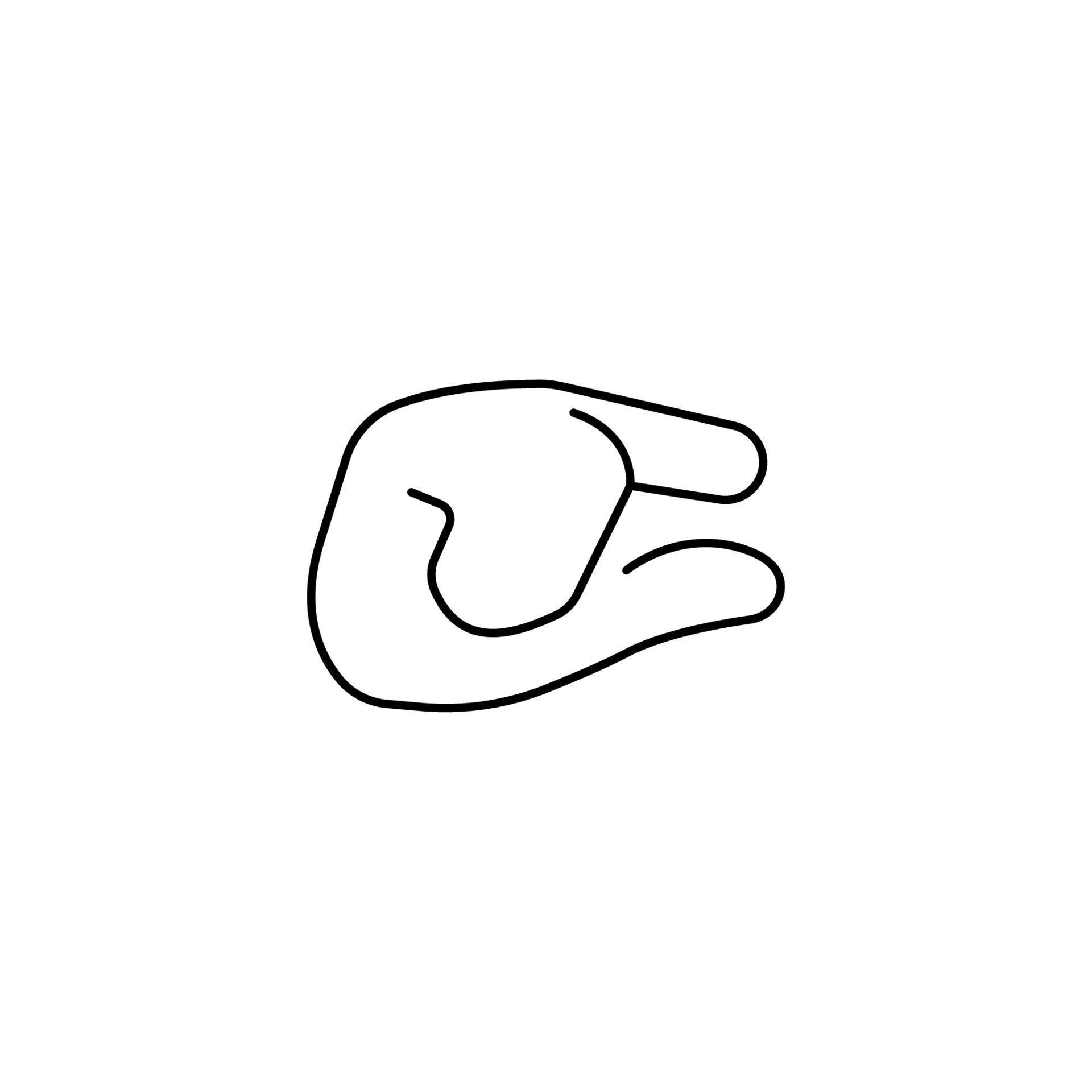 small sign hand emoji, fingers gesture line art vector icon for apps