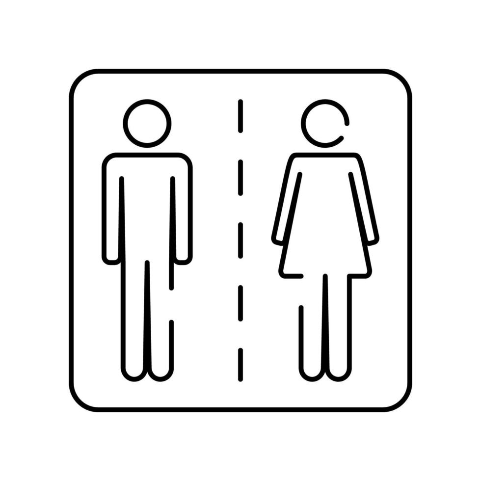 hombre y mujer baño línea icono, contorno vector firmar, lineal pictograma aislado en blanco. WC, agua armario símbolo, logo ilustración