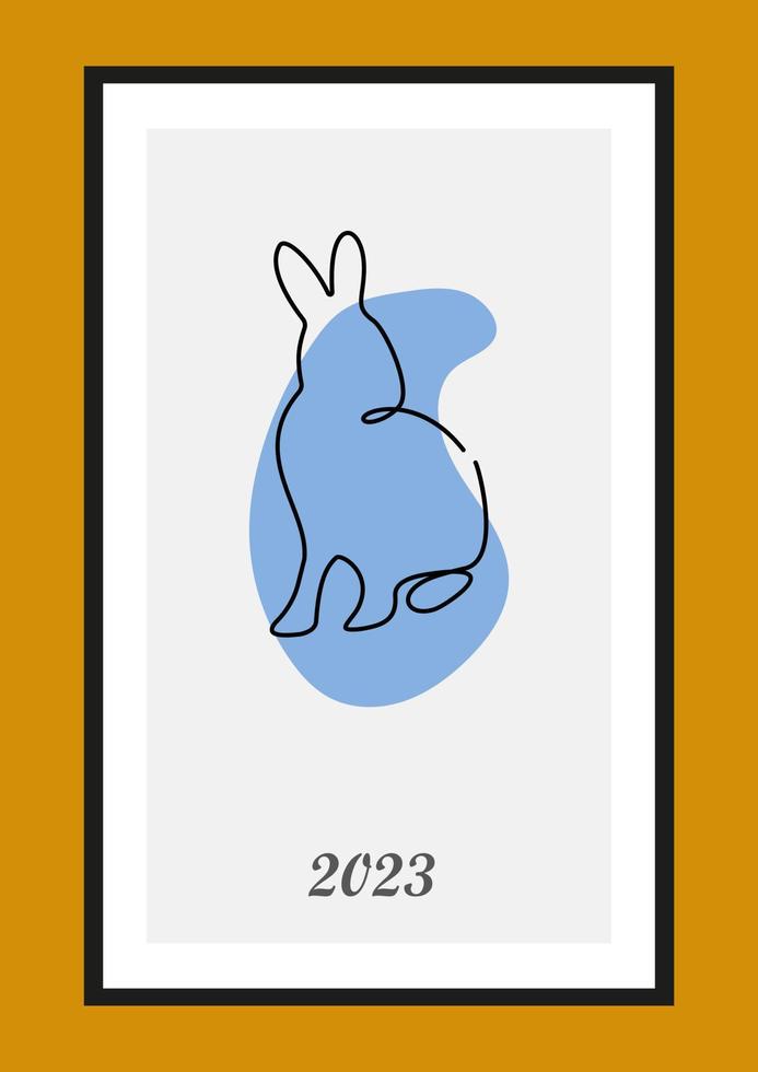 Year of the Rabbit 2023. Rabbit one line continuous drawing. Hare continuous one line illustration. Chinese Lunar Year 2023. Vector illustration.