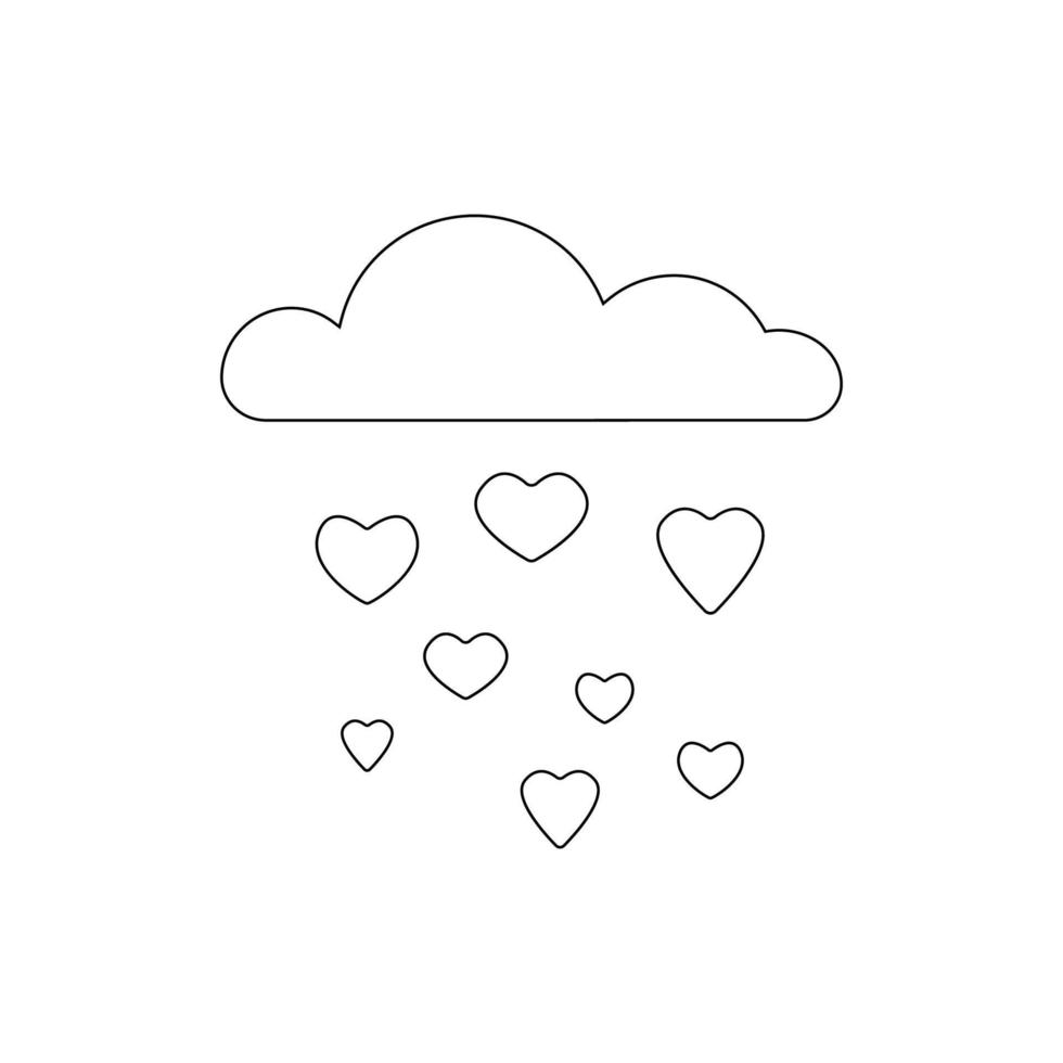 nubes con corazones Delgado línea icono. romántico Sueños, nube y amor símbolo, contorno estilo. san valentin día signo. vector