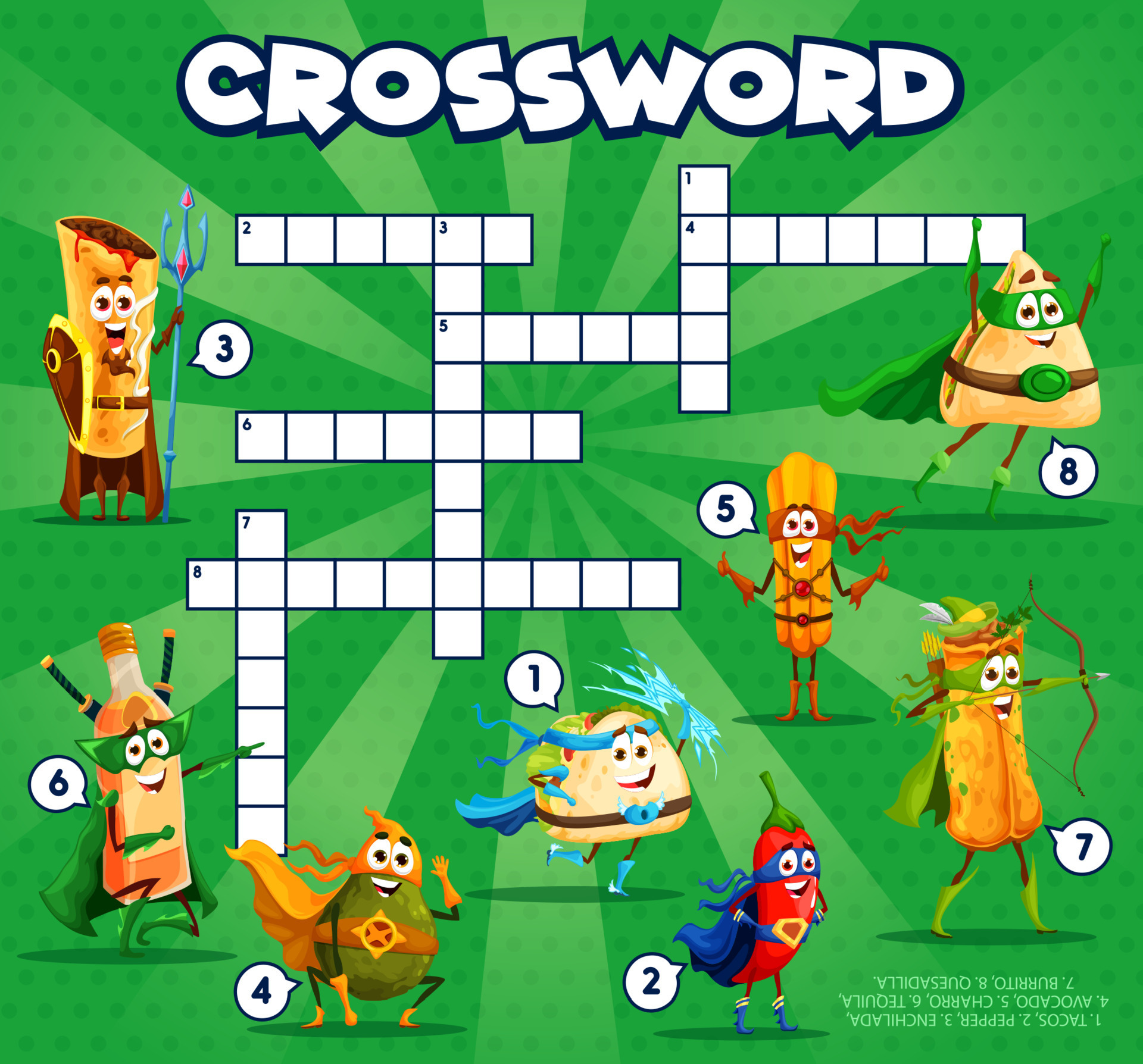 Crossword grid superhero cartoon mexican tex mex 23147504 Vector Art at Crossword grid superhero cartoon mexican tex mex 23147504 Vector Art at