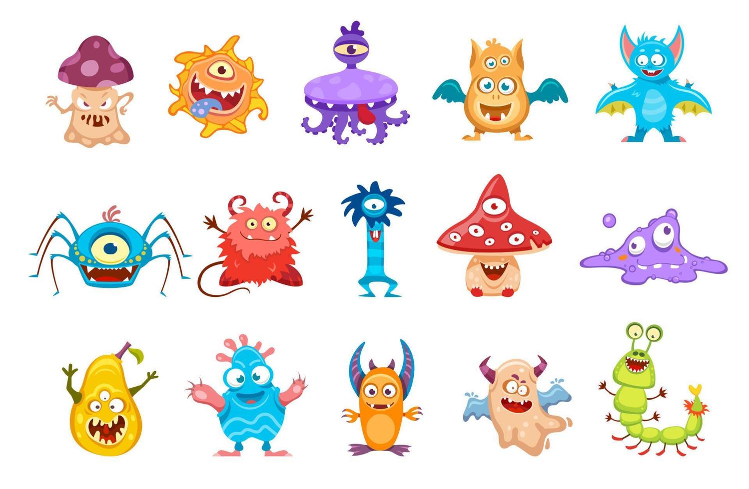 monstruos, dibujos animados linda gracioso caracteres, mutantes vector