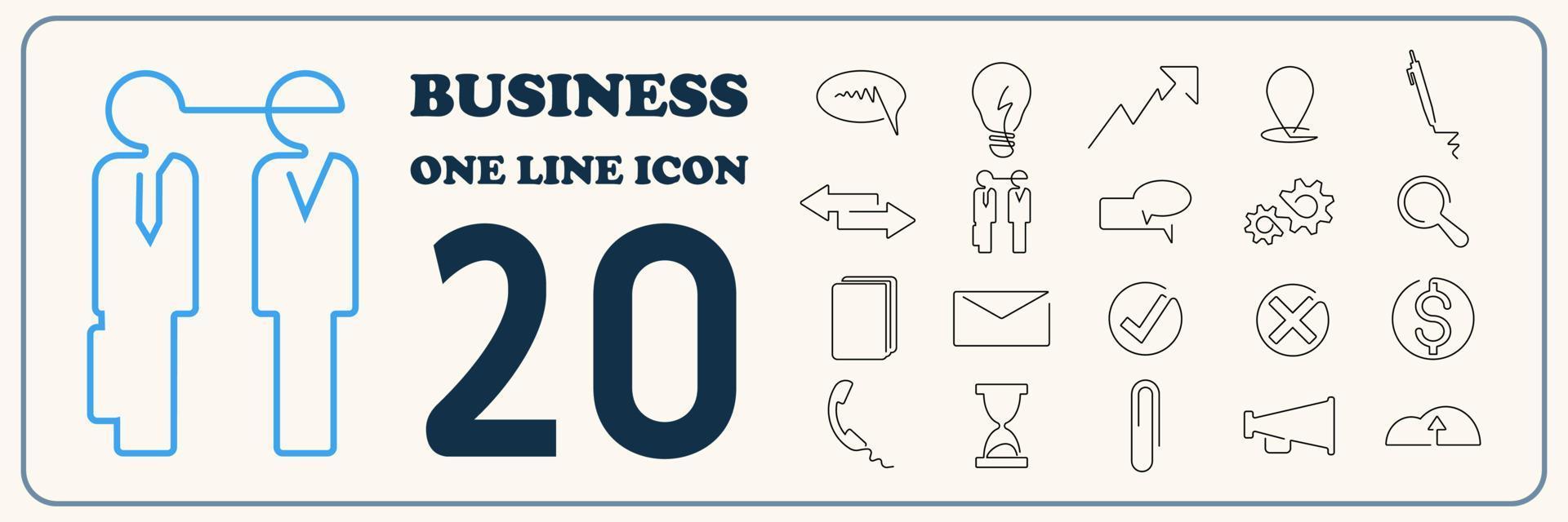 Business strategy and management icons set. Vector outline, one line, single line and continuous line office supplies.