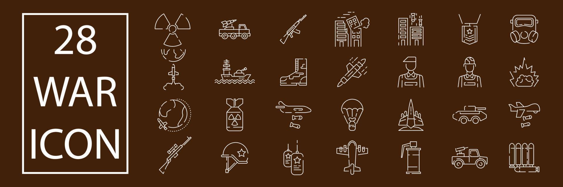 world war vector line icons, minimal pictogram design, editable stroke for any resolution