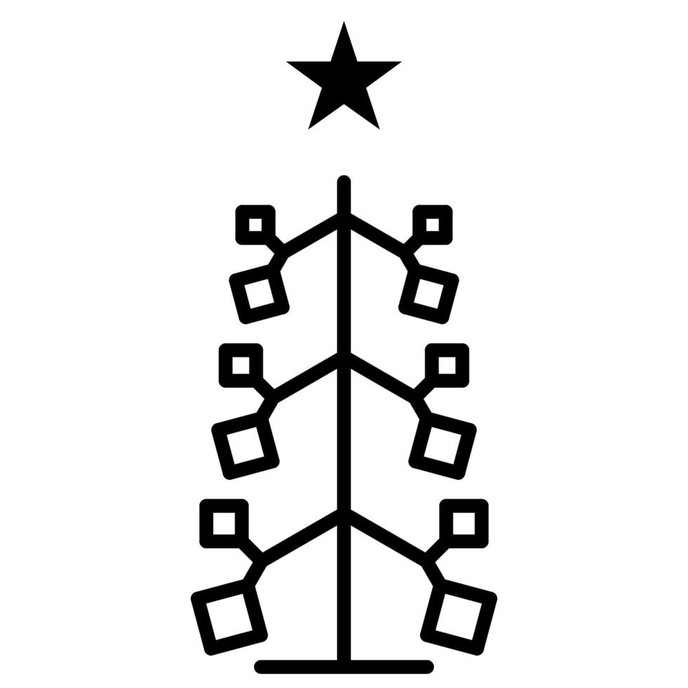 Christmas tree outline icon. linear style symbol, line sign. vector graphics. Icons as Xmas tree decoration with star, Coniferous forest, Spruce winter tree, Fir. Happy new year.