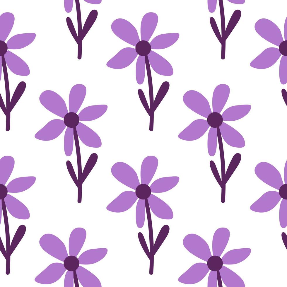Stylized tropical simple flower seamless pattern. Decorative floral ornament endless background. vector