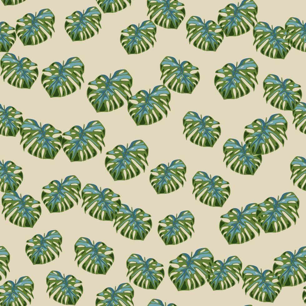 Monstera leaves seamless pattern. Exotic jungle plants endless wallpaper. Leaf background. Hawaiian rainforest floral backdrop. vector