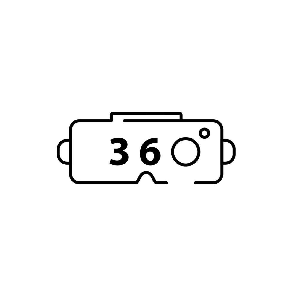 VR glasses, goggles, virtual reality 360 thin line icon. Linear vector. Isolated on white background. vector