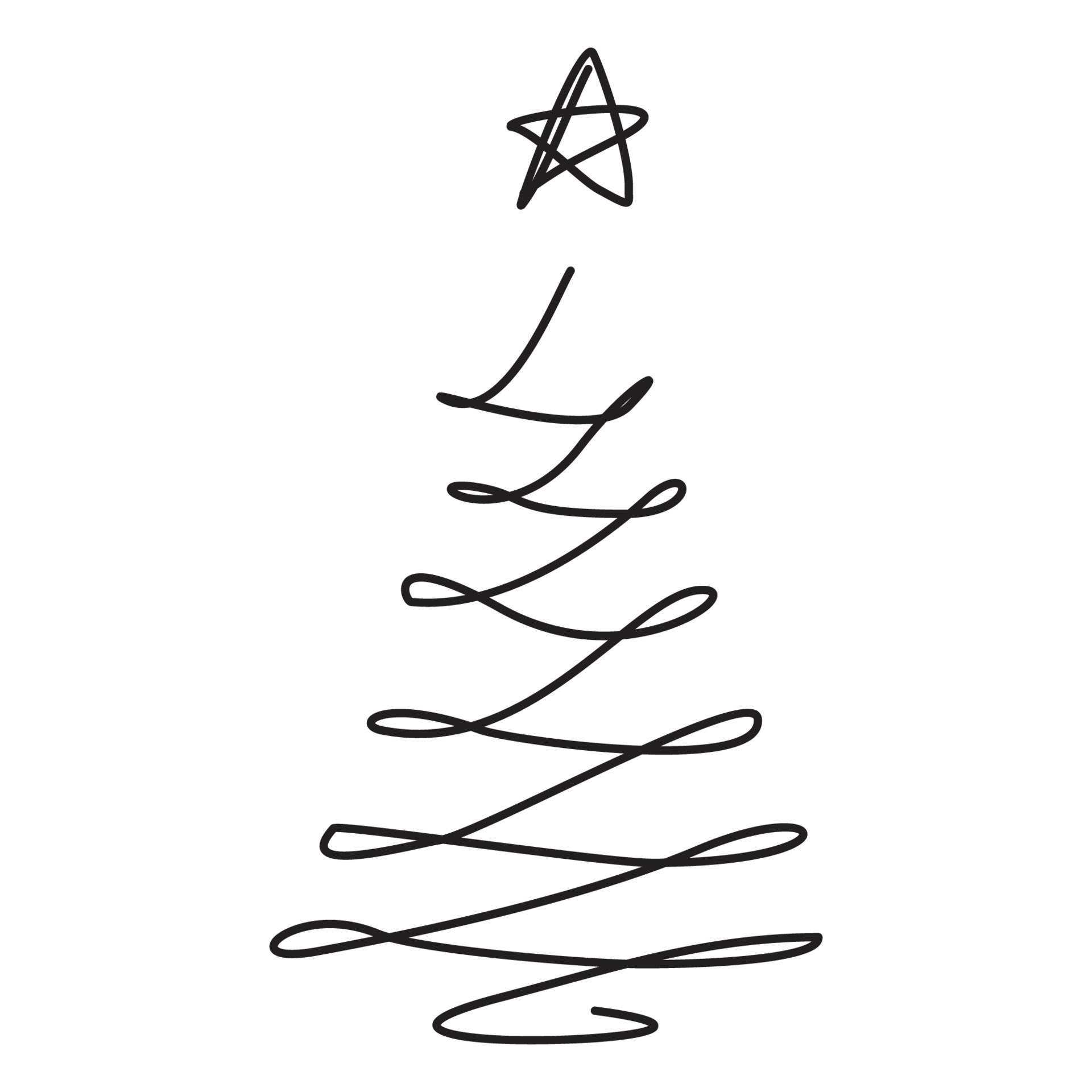 continuous single drawn one line christmas tree. Line art. winter