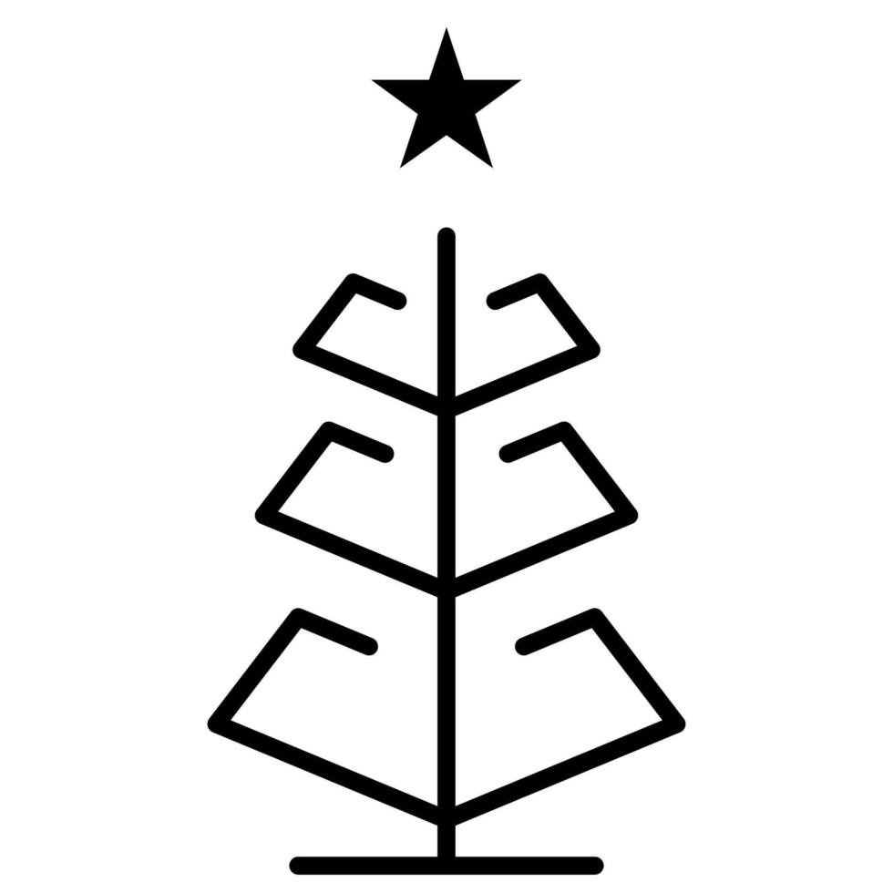 Christmas tree outline icon. linear style symbol, line sign. vector graphics. Icons as Xmas tree decoration with star, Coniferous forest, Spruce winter tree, Fir. Happy new year.