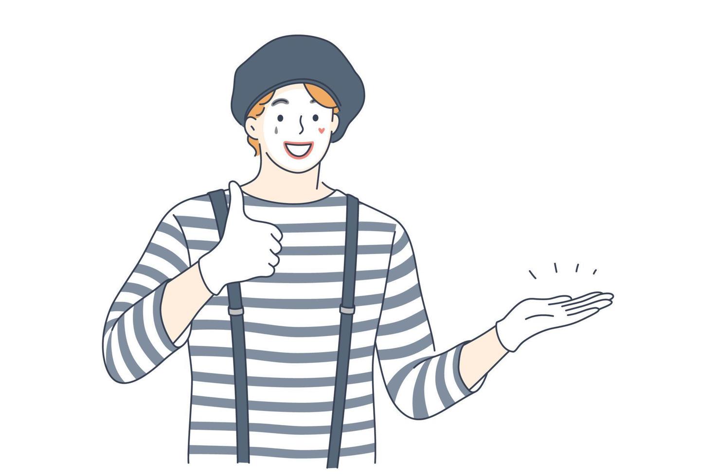 Emotion, face, expression, approval, positivity, mime concept vector