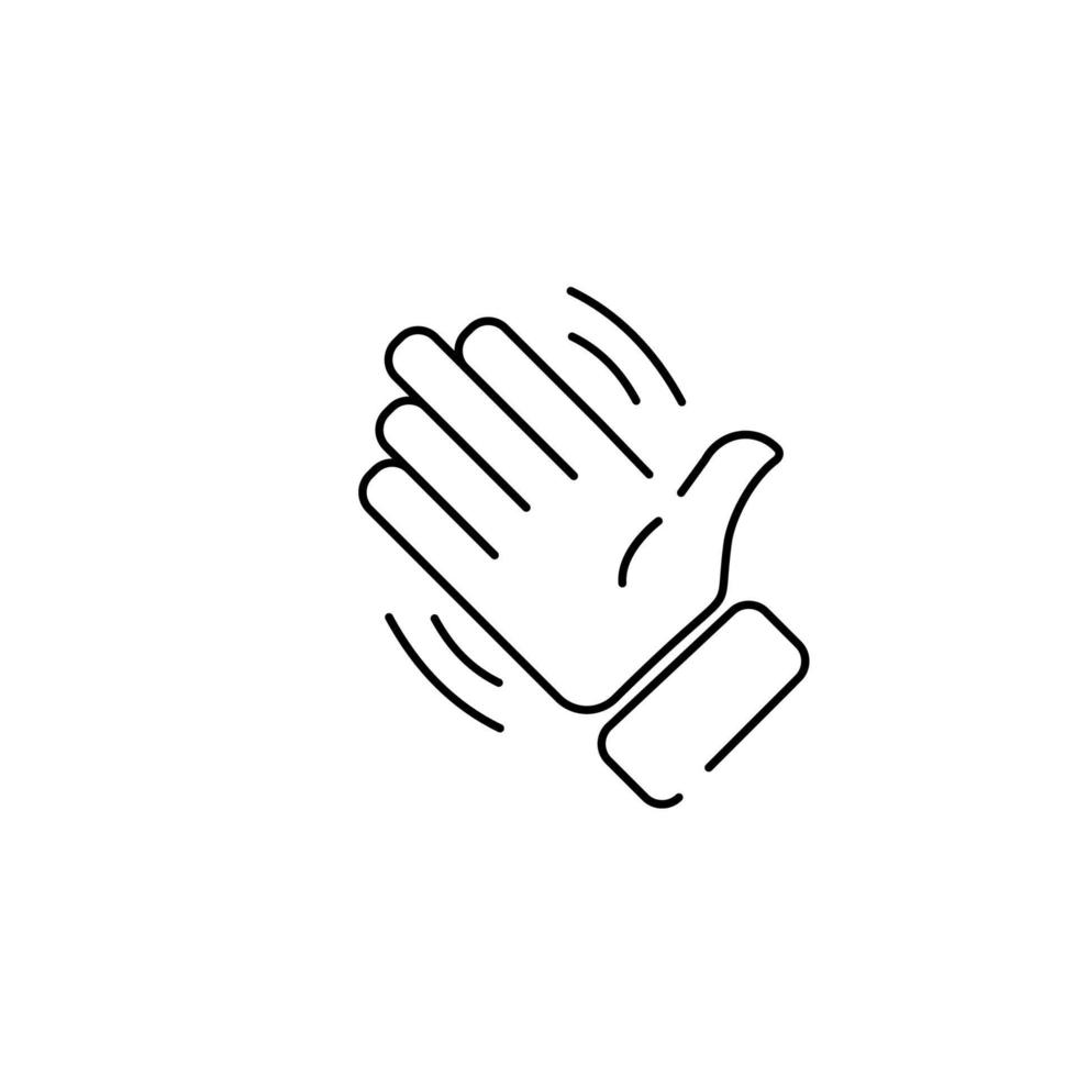 Hand wave, waving hi or hello gesture line art vector icon for apps and websites emoji.