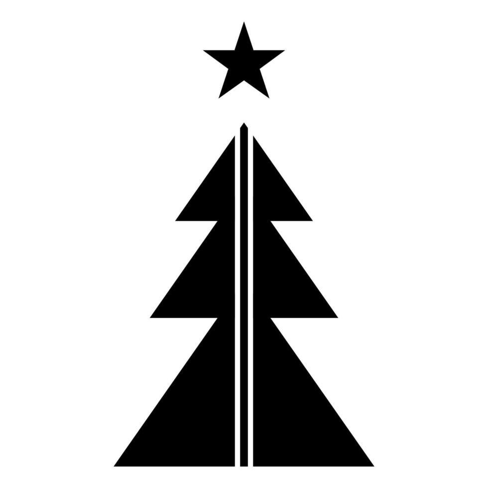 Line christmas tree icon. Vector happy new year party design or banner.