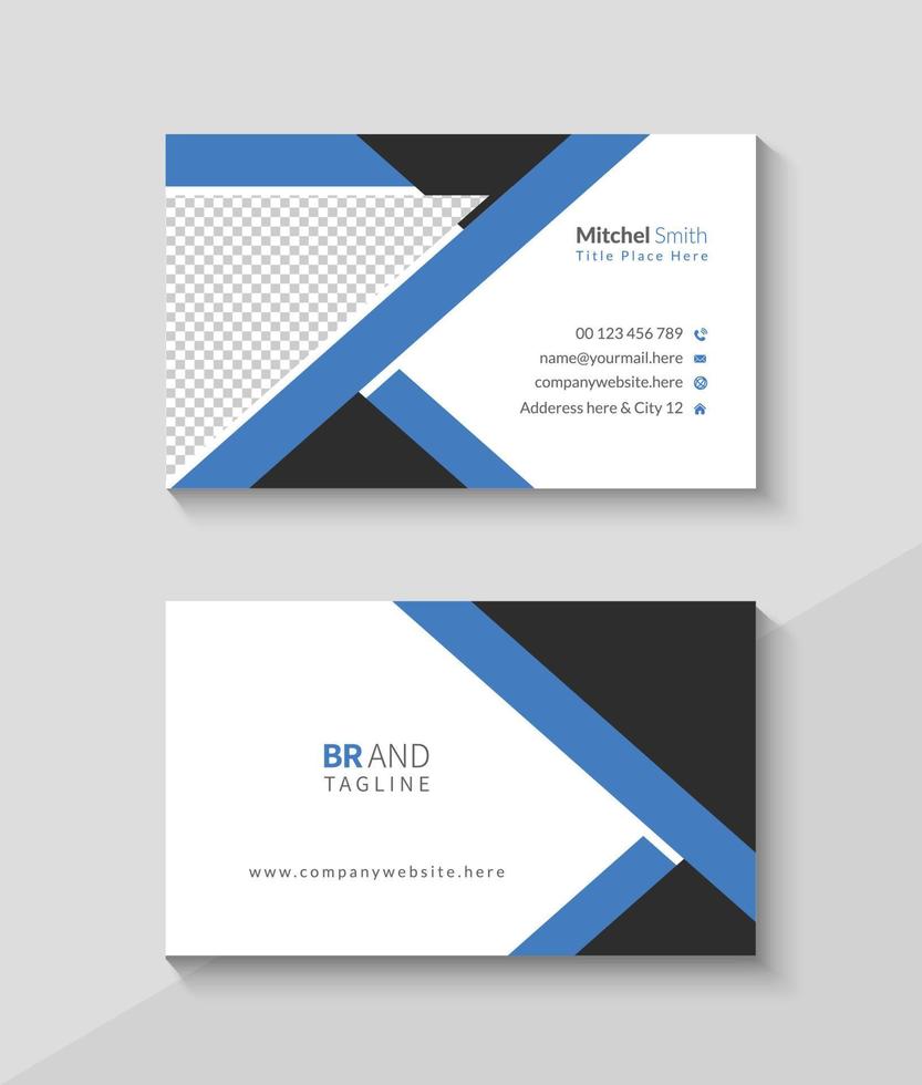 Elegant business card, Blue business card template design vector