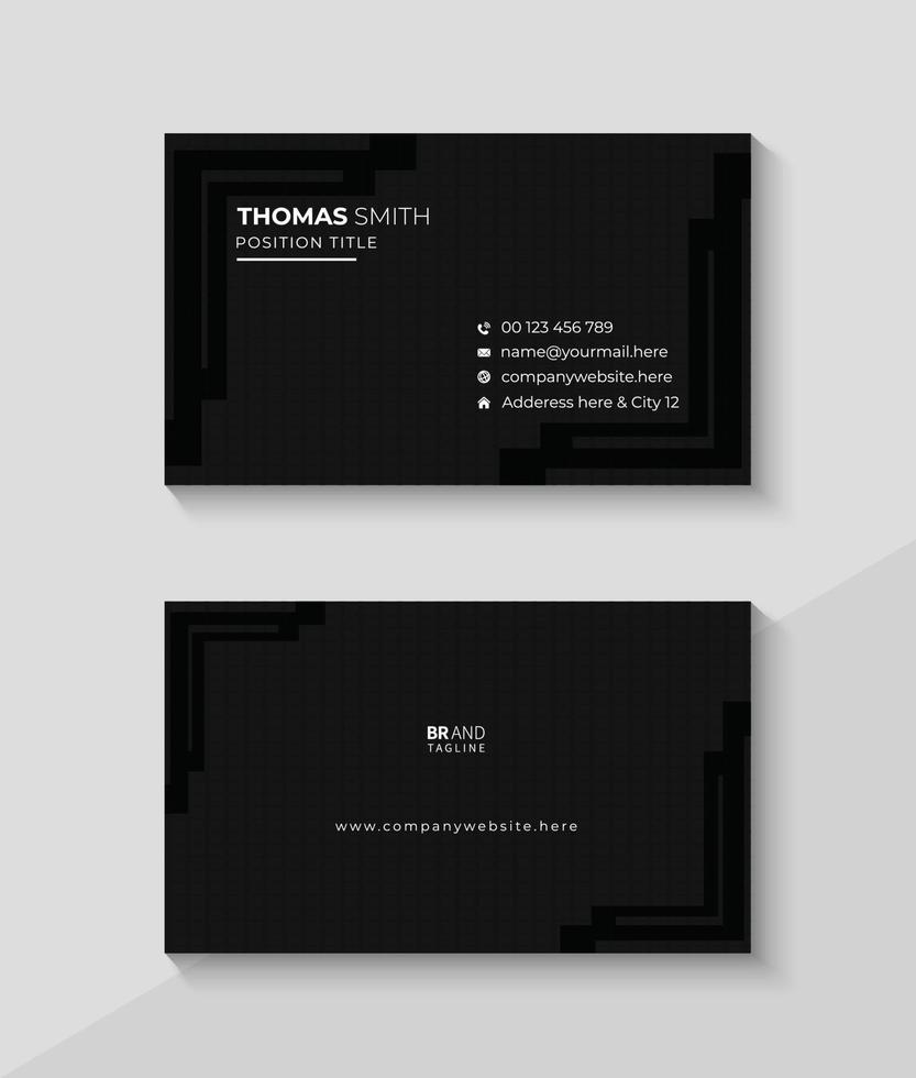 Black minimal and clean business card design template vector