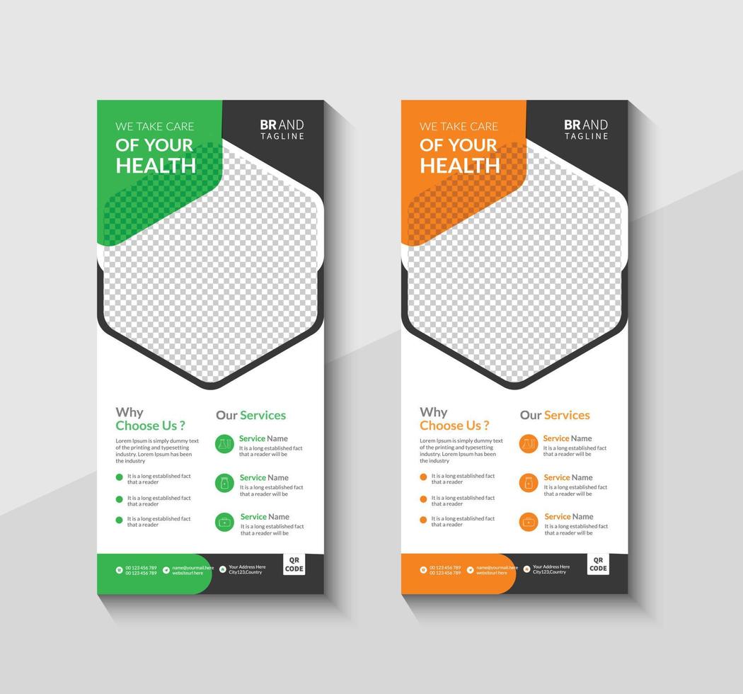 Medical dl flyer or rack card design template vector