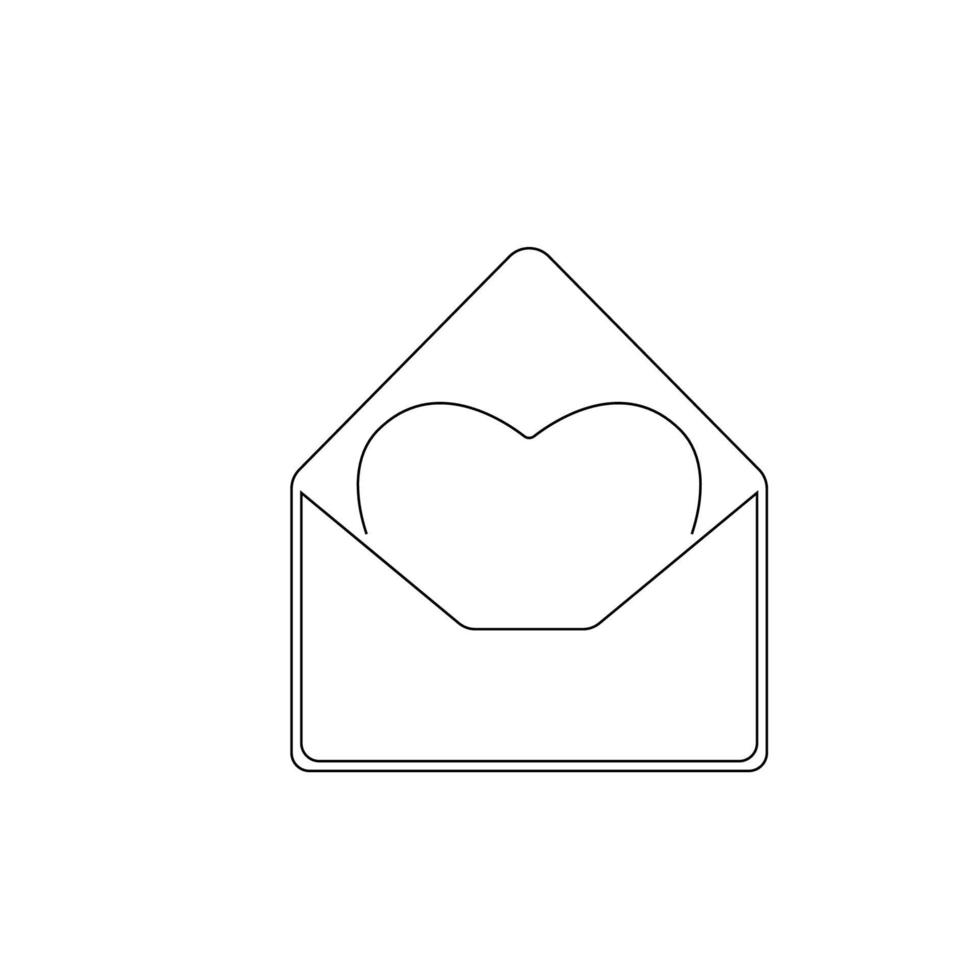 envelope email postcard card letter xmas valentine christmas thin line outline vector icons, romantic heart.