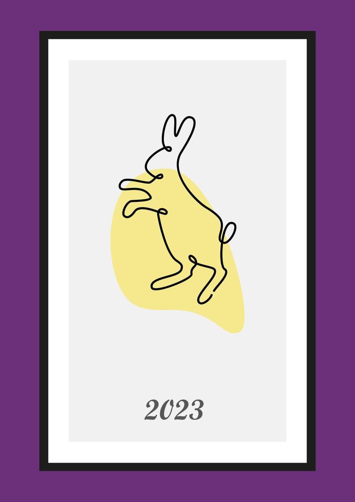 Year of the Rabbit 2023. Rabbit one line continuous drawing. Hare continuous one line illustration. Chinese Lunar Year 2023. Vector illustration.