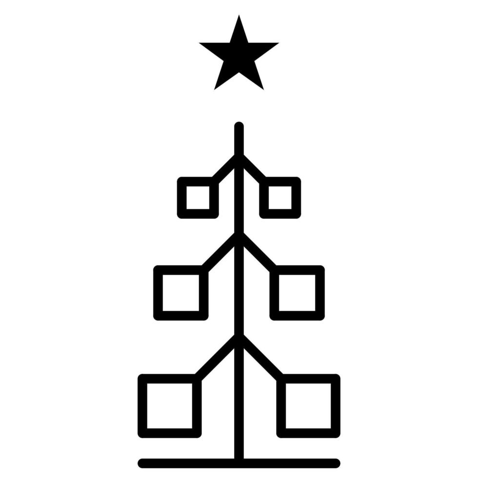 Christmas tree outline icon. linear style symbol, line sign. vector graphics. Icons as Xmas tree decoration with star, Coniferous forest, Spruce winter tree, Fir. Happy new year.