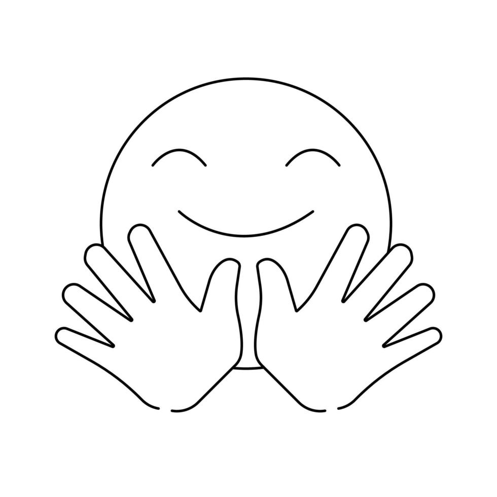 Hugging smiling face emoji outline icon. linear style sign for mobile concept and web design. Happy emoticon simple line vector icon. Symbol, logo illustration. Pixel perfect vector graphics.