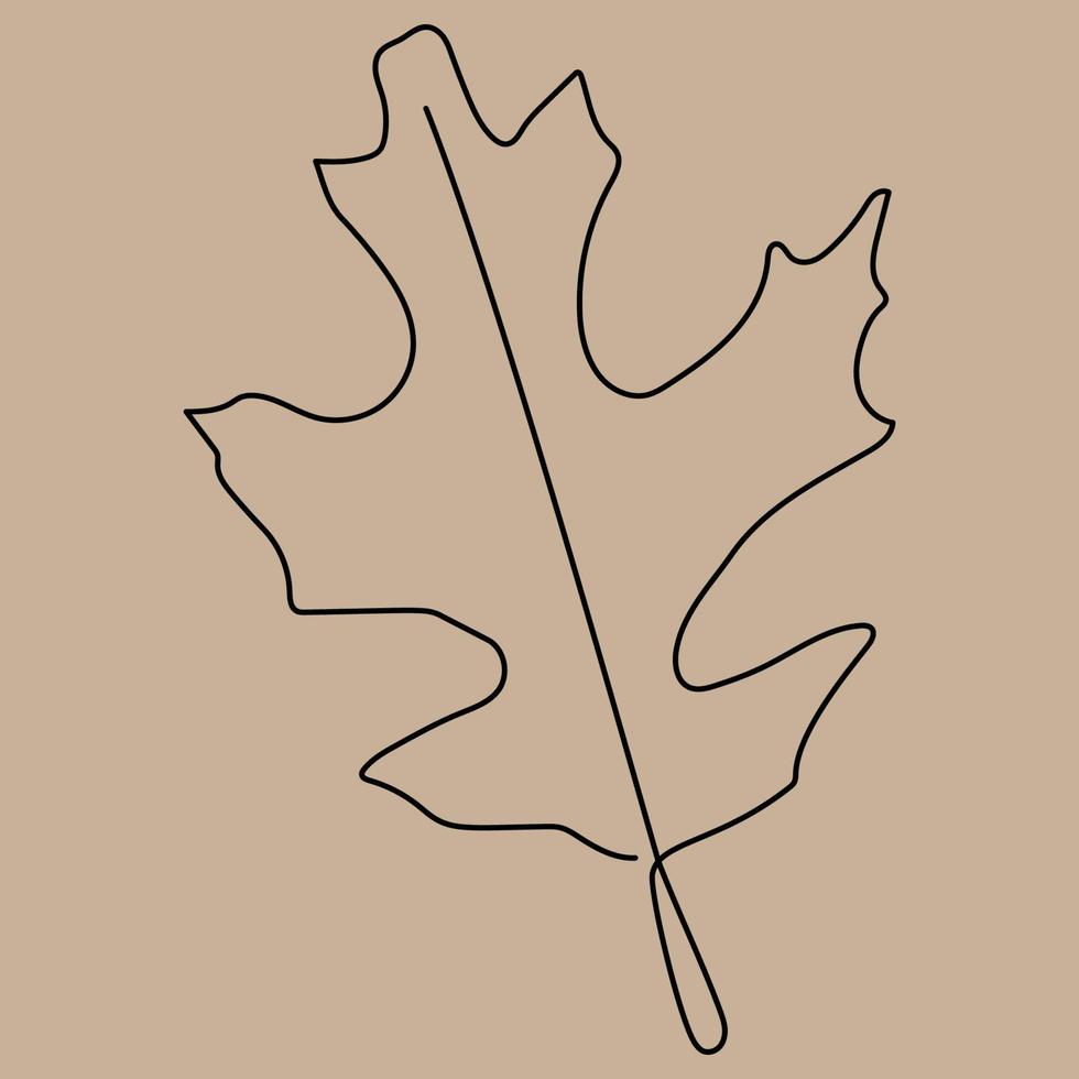 One continuous line drawing abstract tropic spring maple leaf. Minimal botany natural eco concept. Home wall decor, poster, tote bag, fabric print. Single line draw design graphic vector illustration.