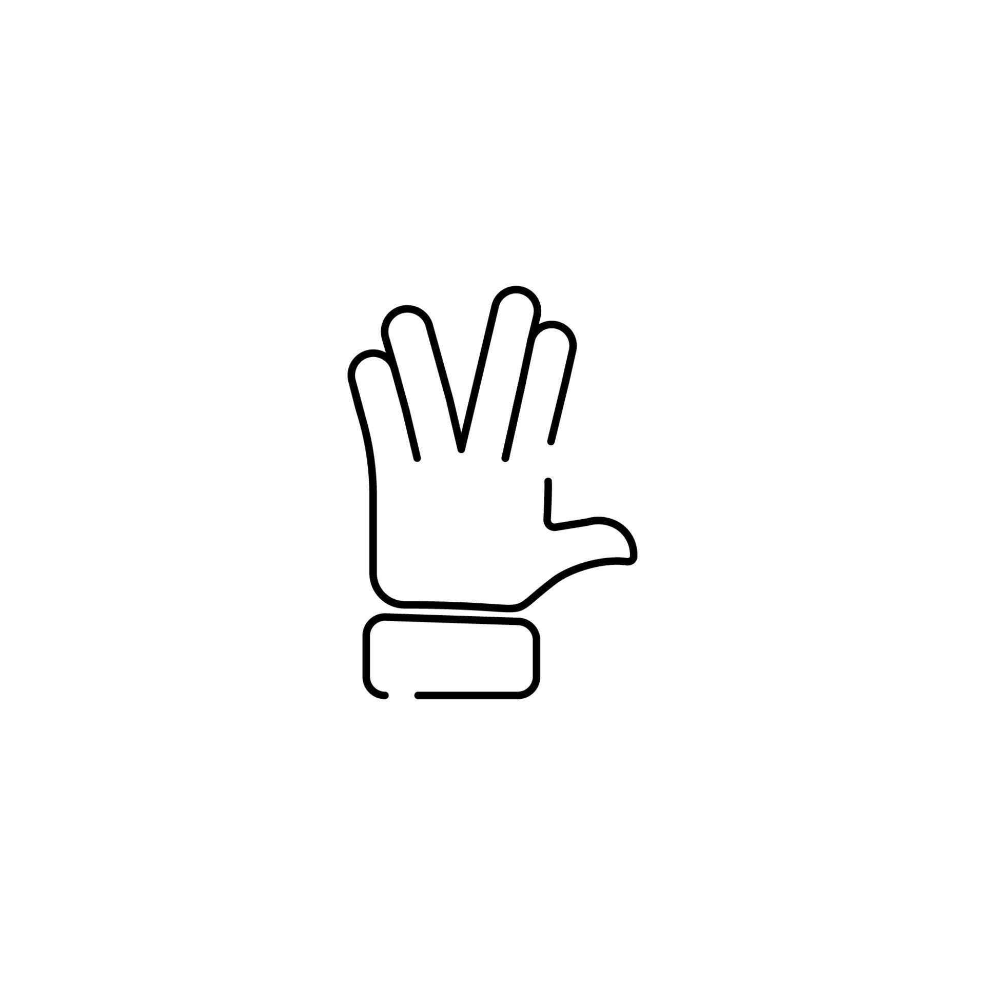 hand alien fingers emoji, finger gesture line art vector icon for apps