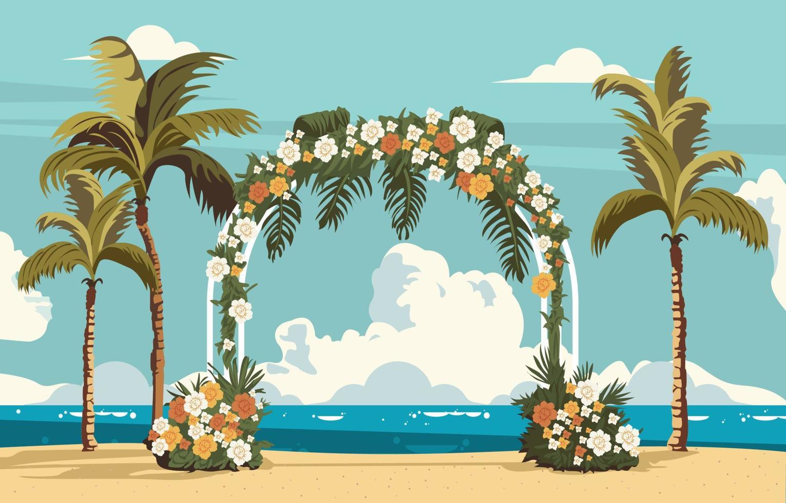 Wedding Scene Background with Sea Side View vector