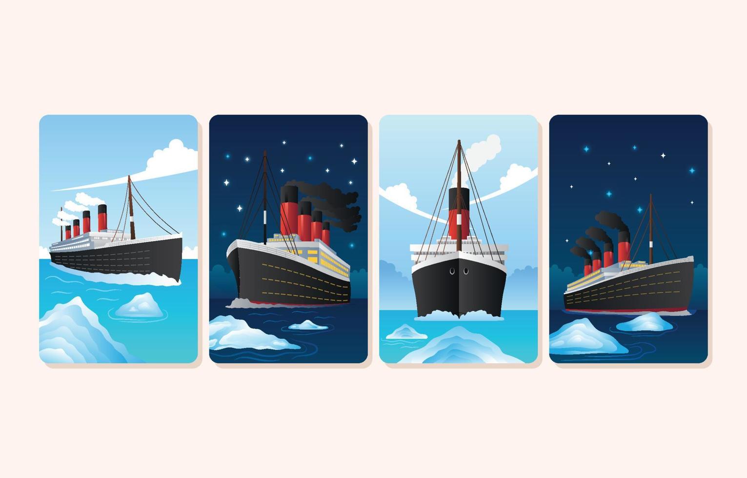 Set of Titanic Remembrance Day Social Media Posts vector