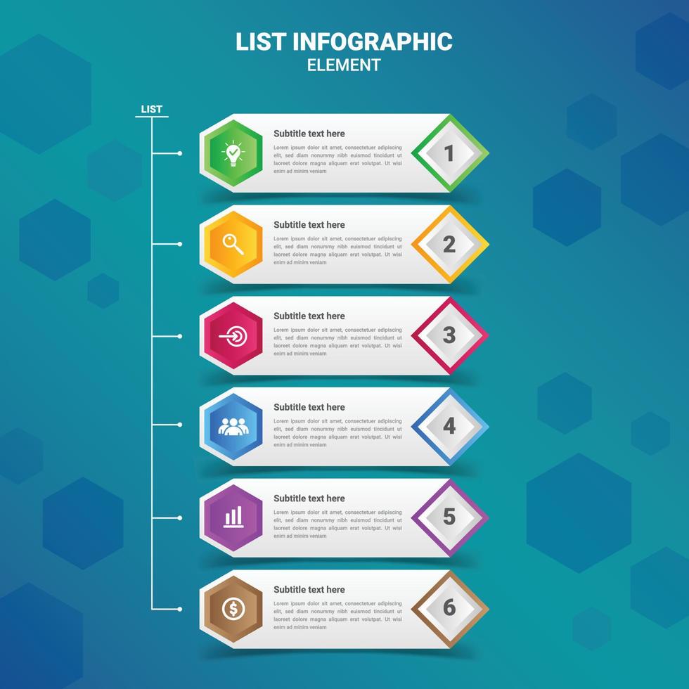 List Infographic Element Design vector