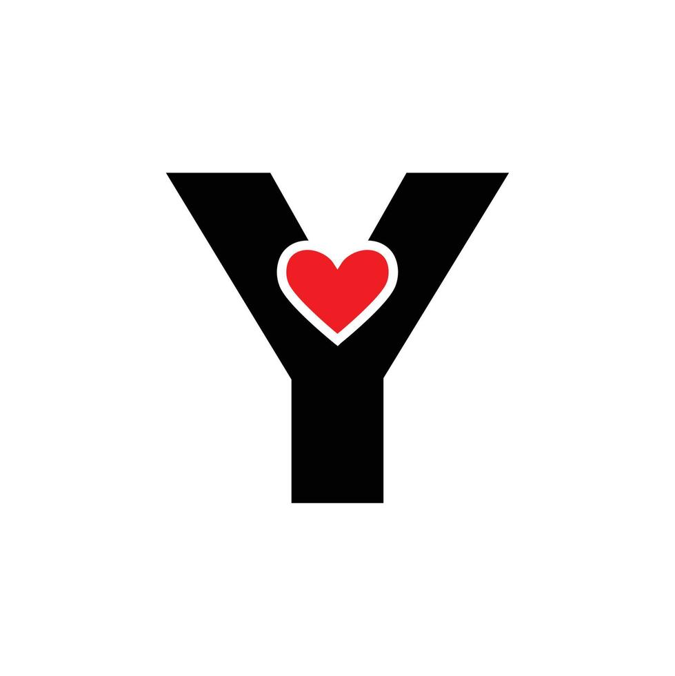 Letter Y with Red heart monogram. Y letter icon with love