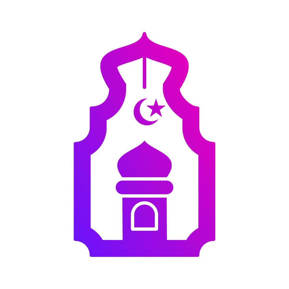 islamic mosque lantern decorative gradient icon button vector illustration