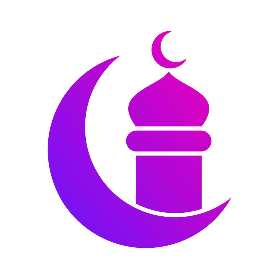moon and mosque gradient icon button vector illustration