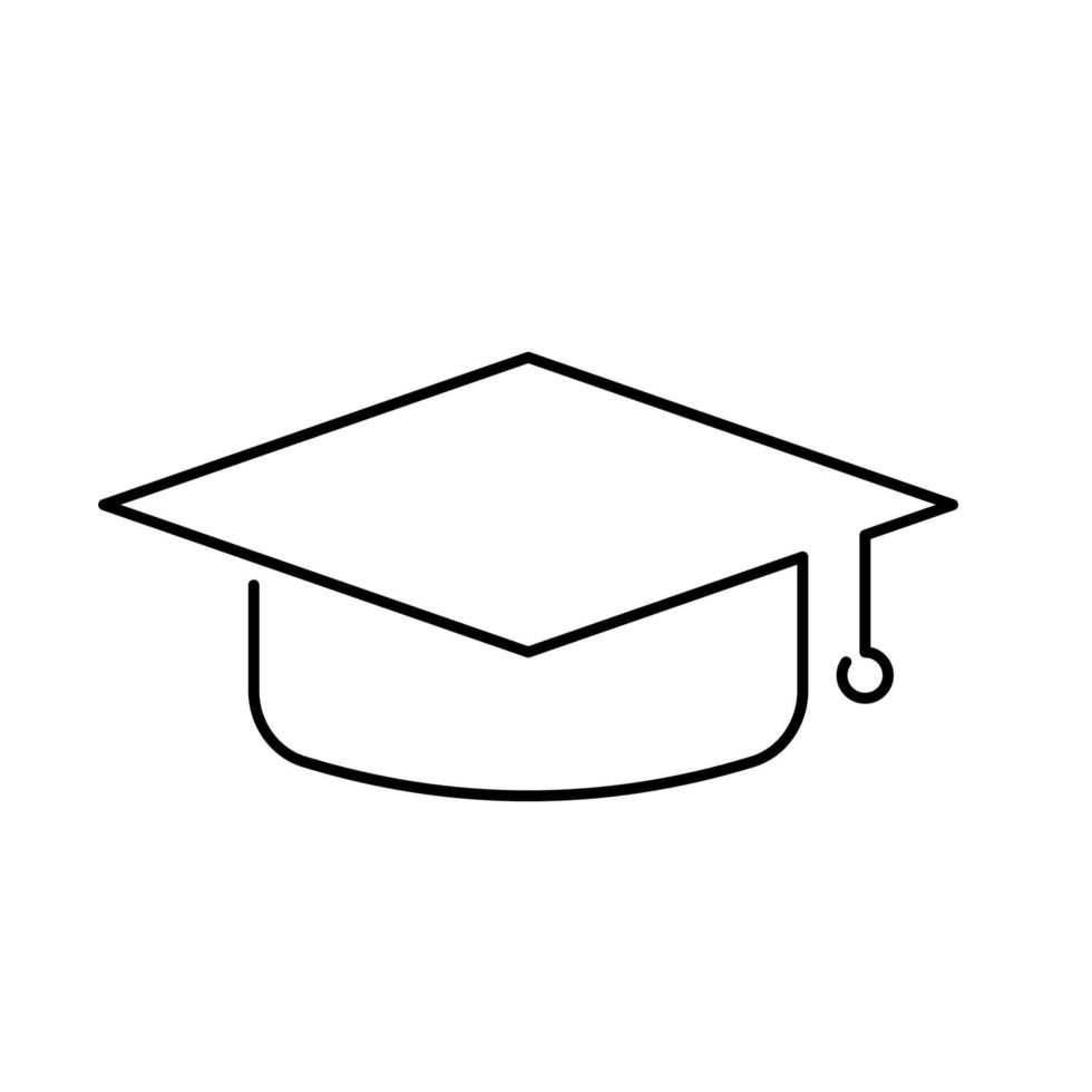 Graduation cap, hat continuous line icon. One line. vector
