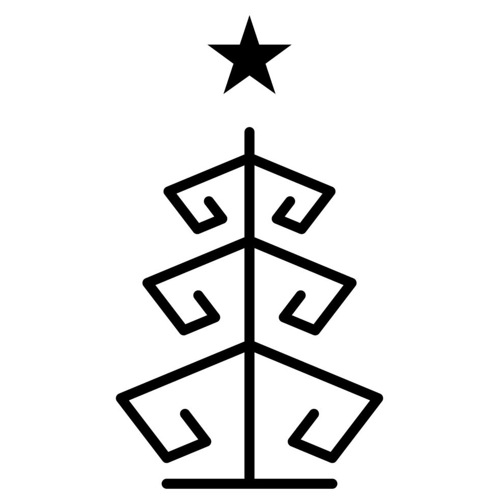 Christmas tree outline icon. linear style symbol, line sign. vector graphics. Icons as Xmas tree decoration with star, Coniferous forest, Spruce winter tree, Fir. Happy new year.
