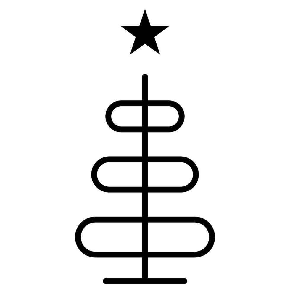 Christmas tree outline icon, vector simple line sign. Happy new year party design.