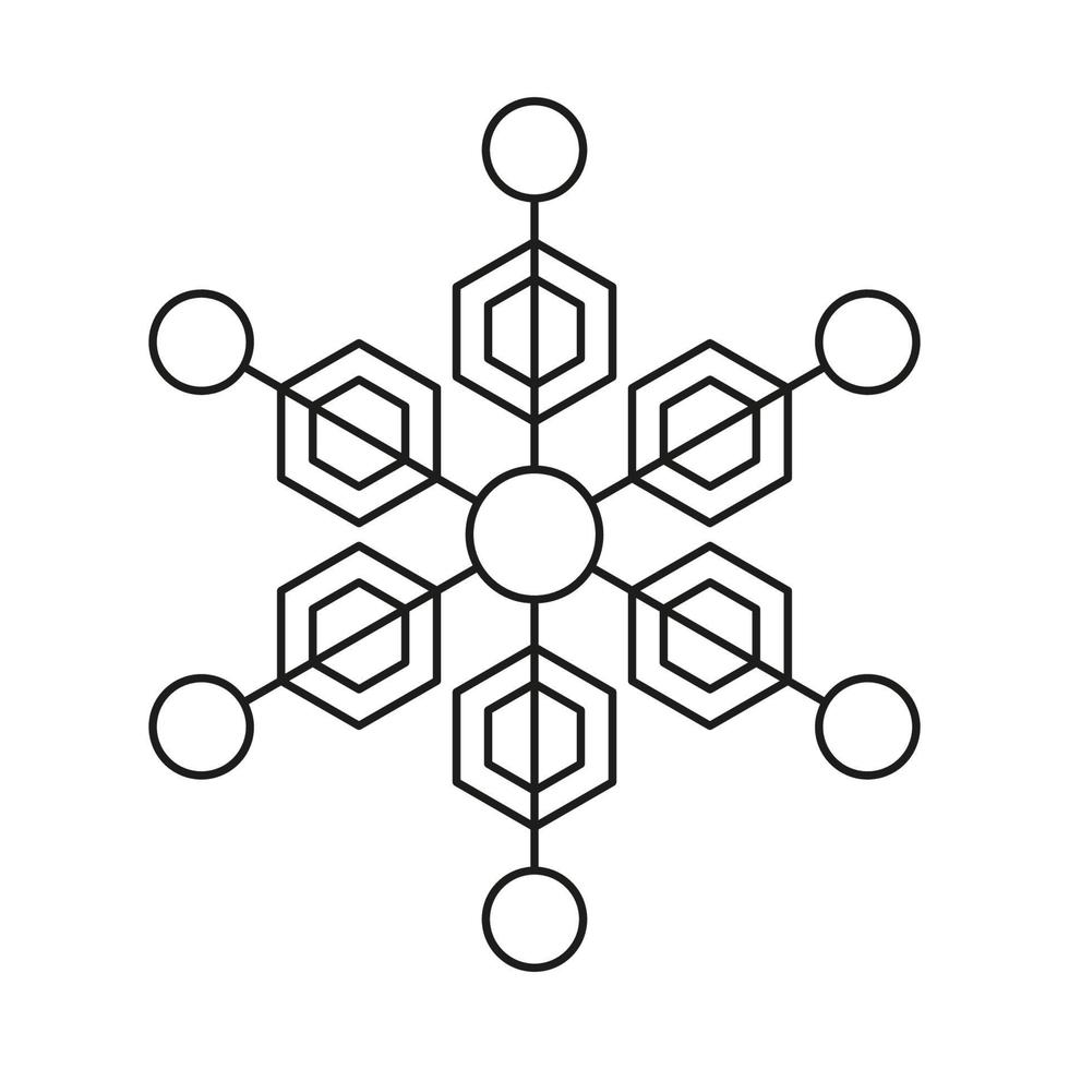 Vector snowflake icon. Winter snow ice and symmetrical. New Year or Christmas design.