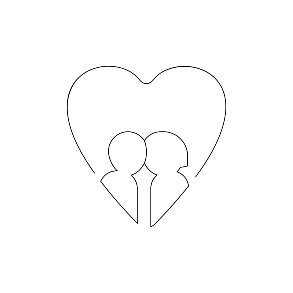Couple line vector icon. Love print. Minimalist people icon. heart. 2 person. Man and woman. Love vector. Symbol of love.