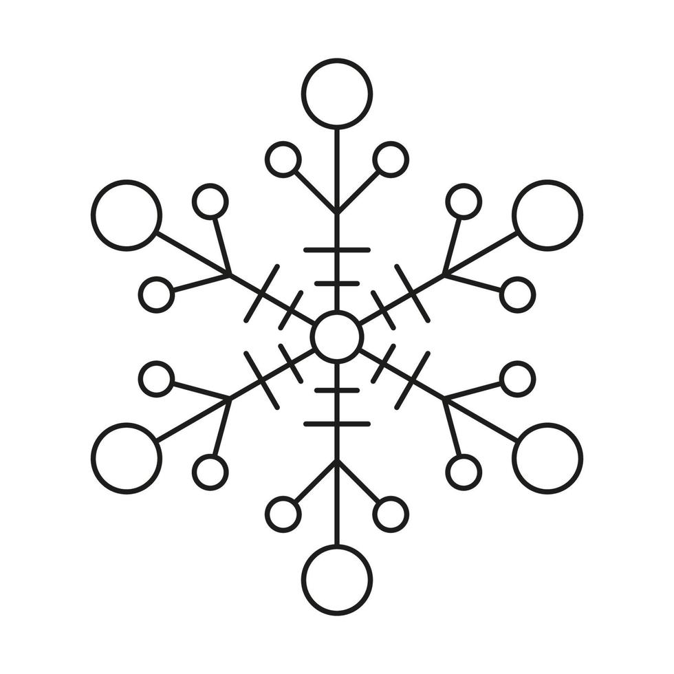 winter snowflake icon. christmas vector snow ice symmetrical design.