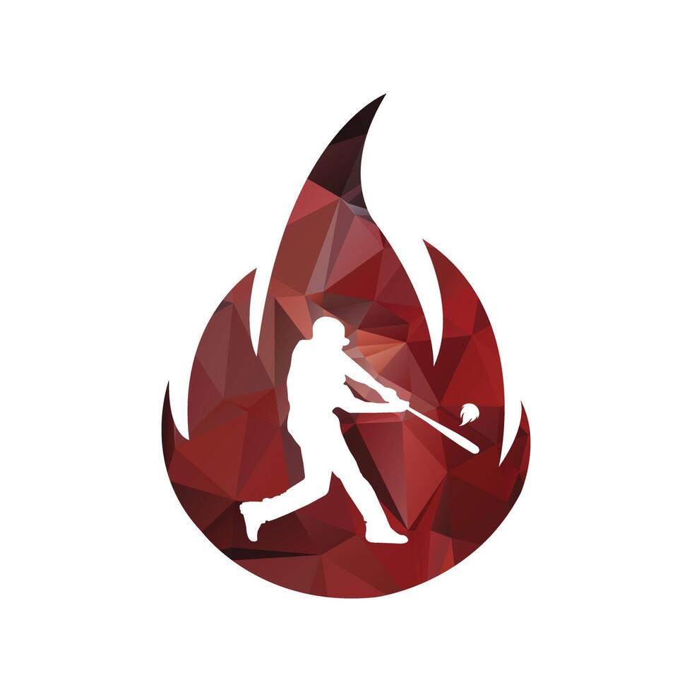 Baseball vector logo Fire design template. Baseball player vector logo design.