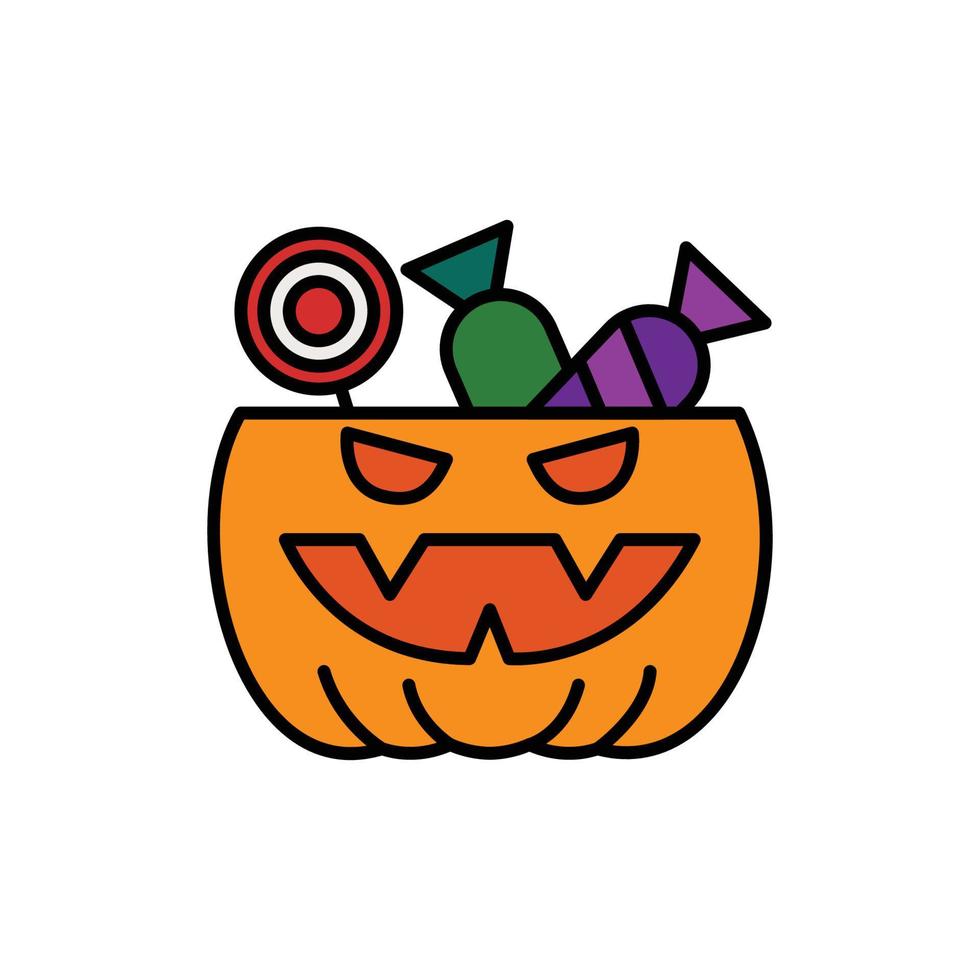 caramelo y calabaza. lleno contorno icono. vector