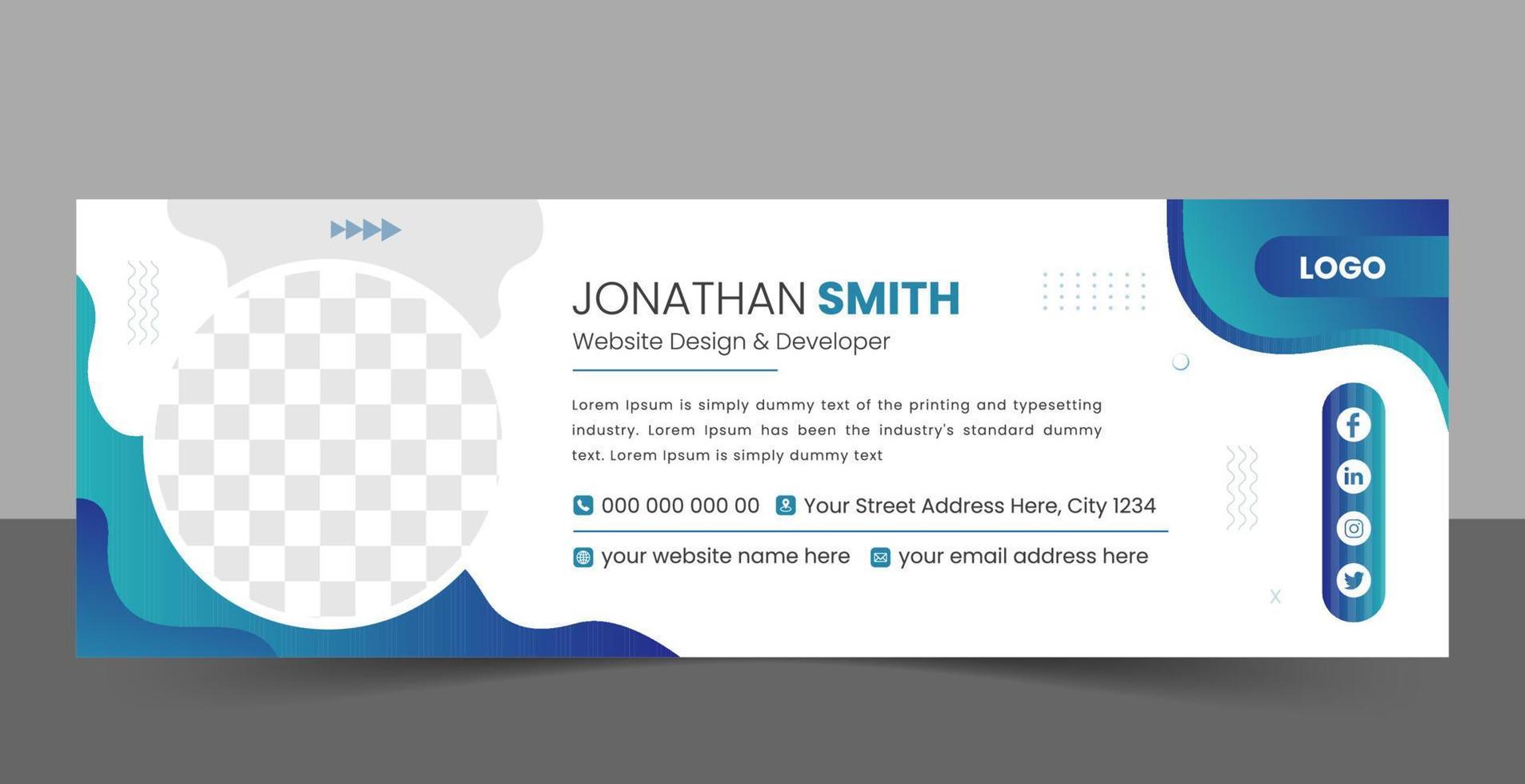 Creative email signature template. Corporate mail business email signature free vector banner template.