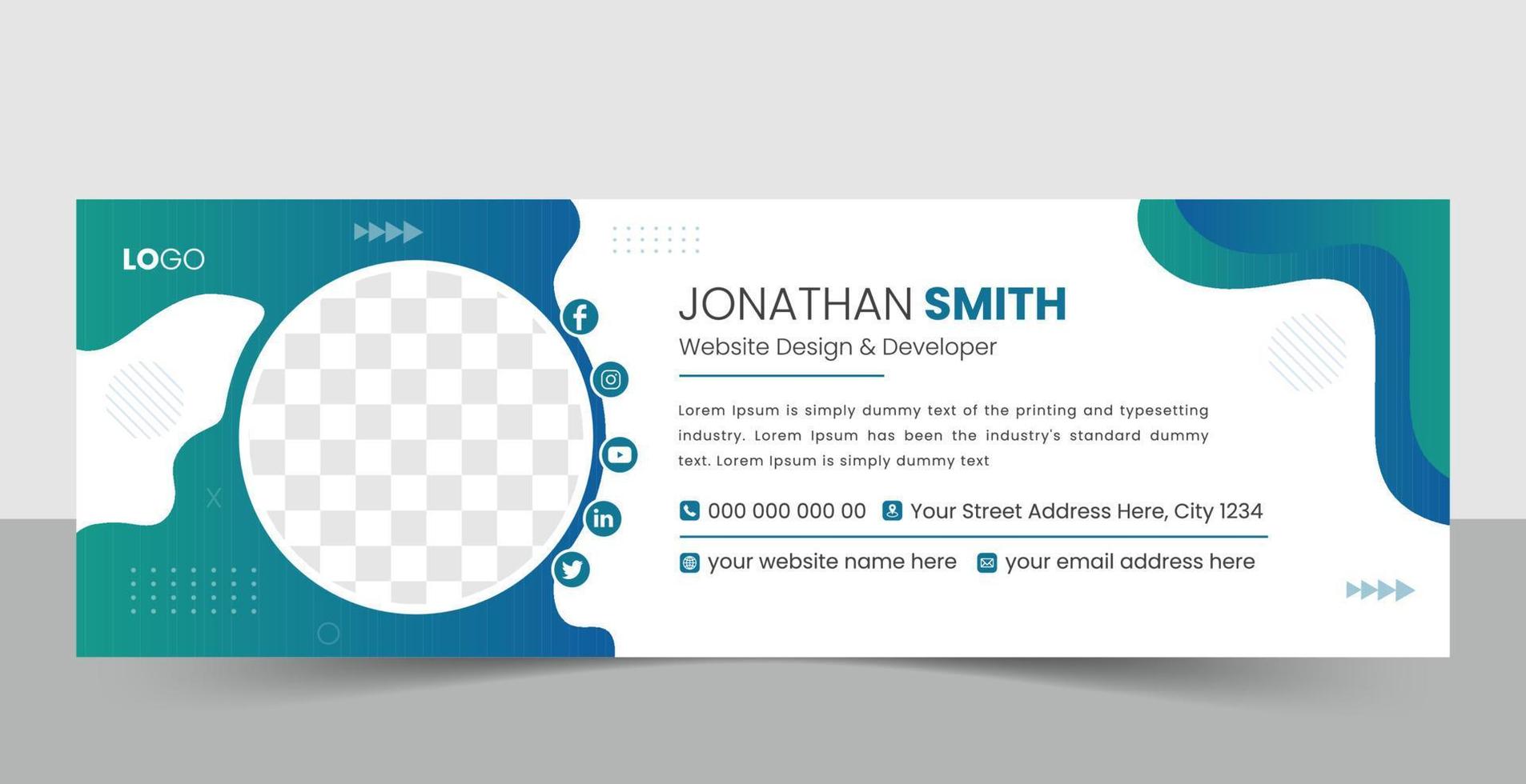 Creative email signature template. Corporate mail business email signature free vector banner template.
