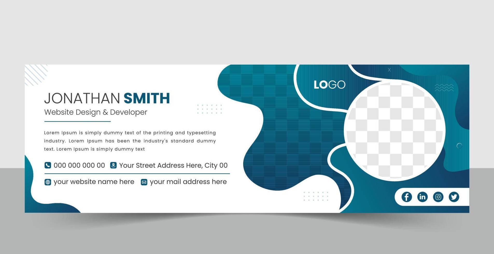 Creative email signature template. Corporate mail business email signature free vector banner template.