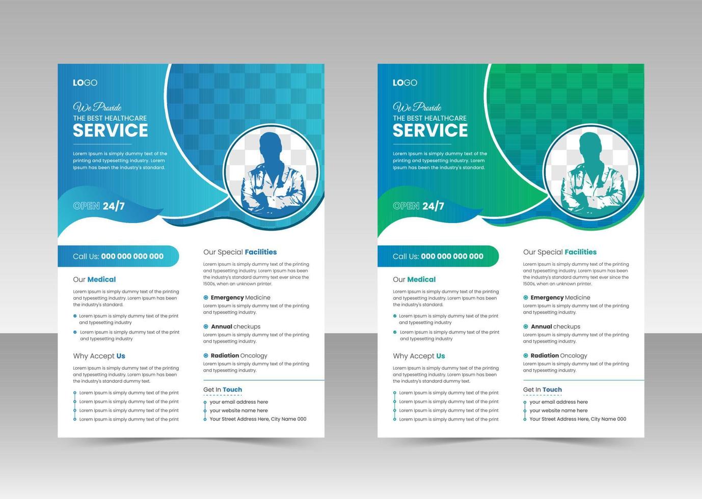 Medical and healthcare flyer design template free vector