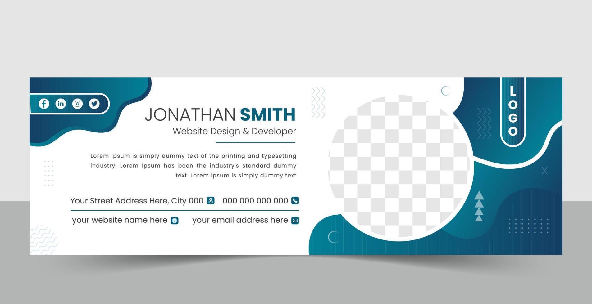 Creative email signature template. Corporate mail business email signature free vector banner template.