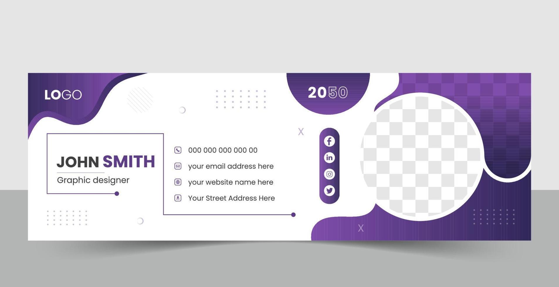 Creative email signature template. Corporate mail business email signature free vector banner template.