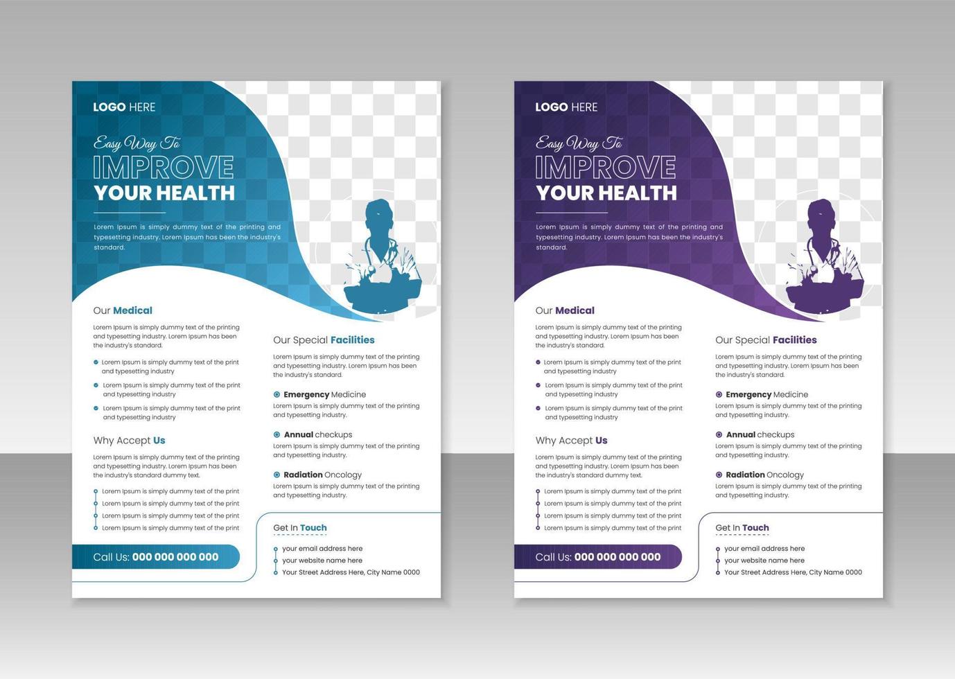 Medical and healthcare flyer design template free vector