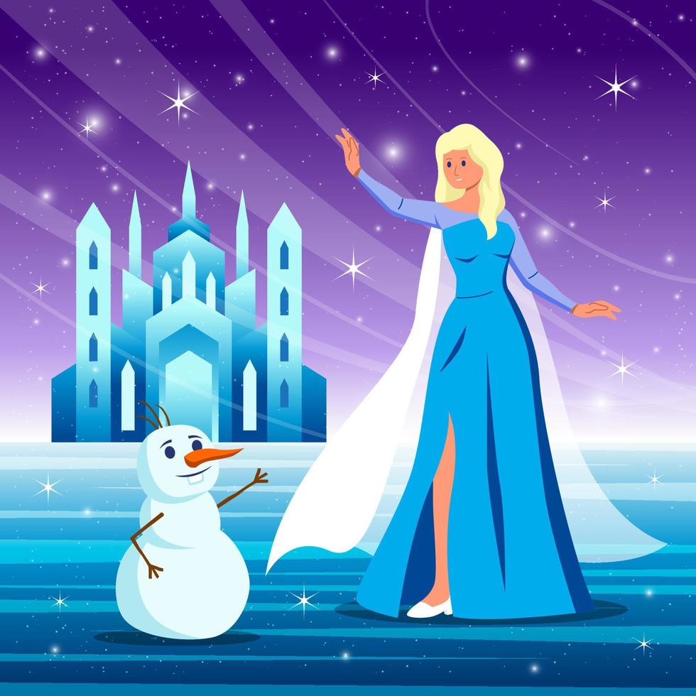 Princess with Snowman vector