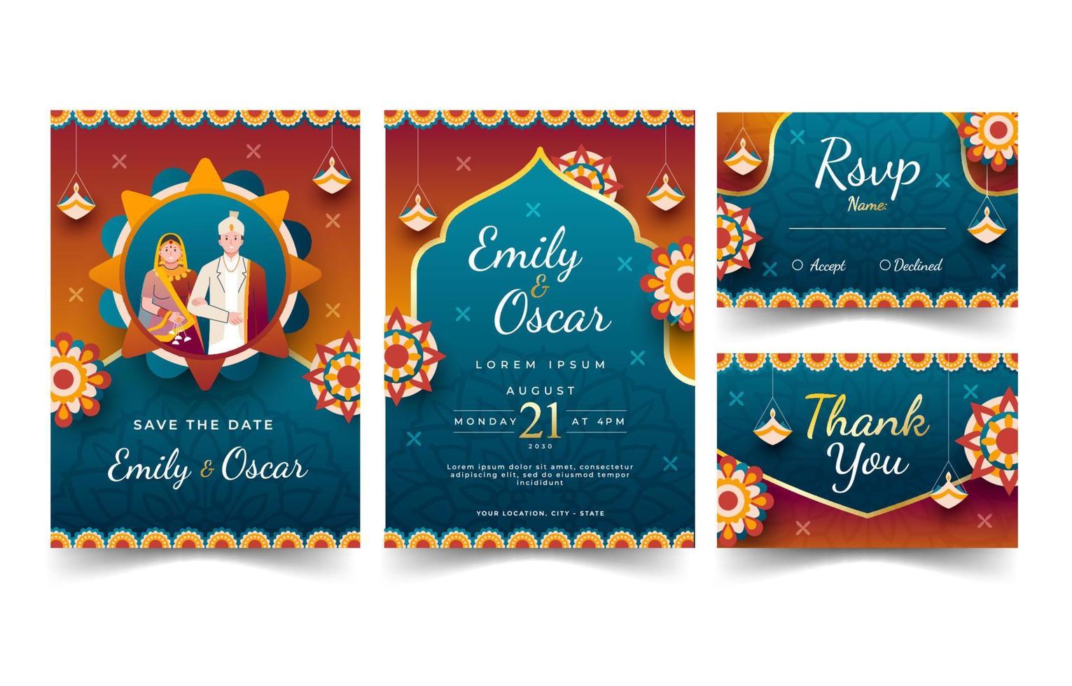 India Wedding Invitation vector